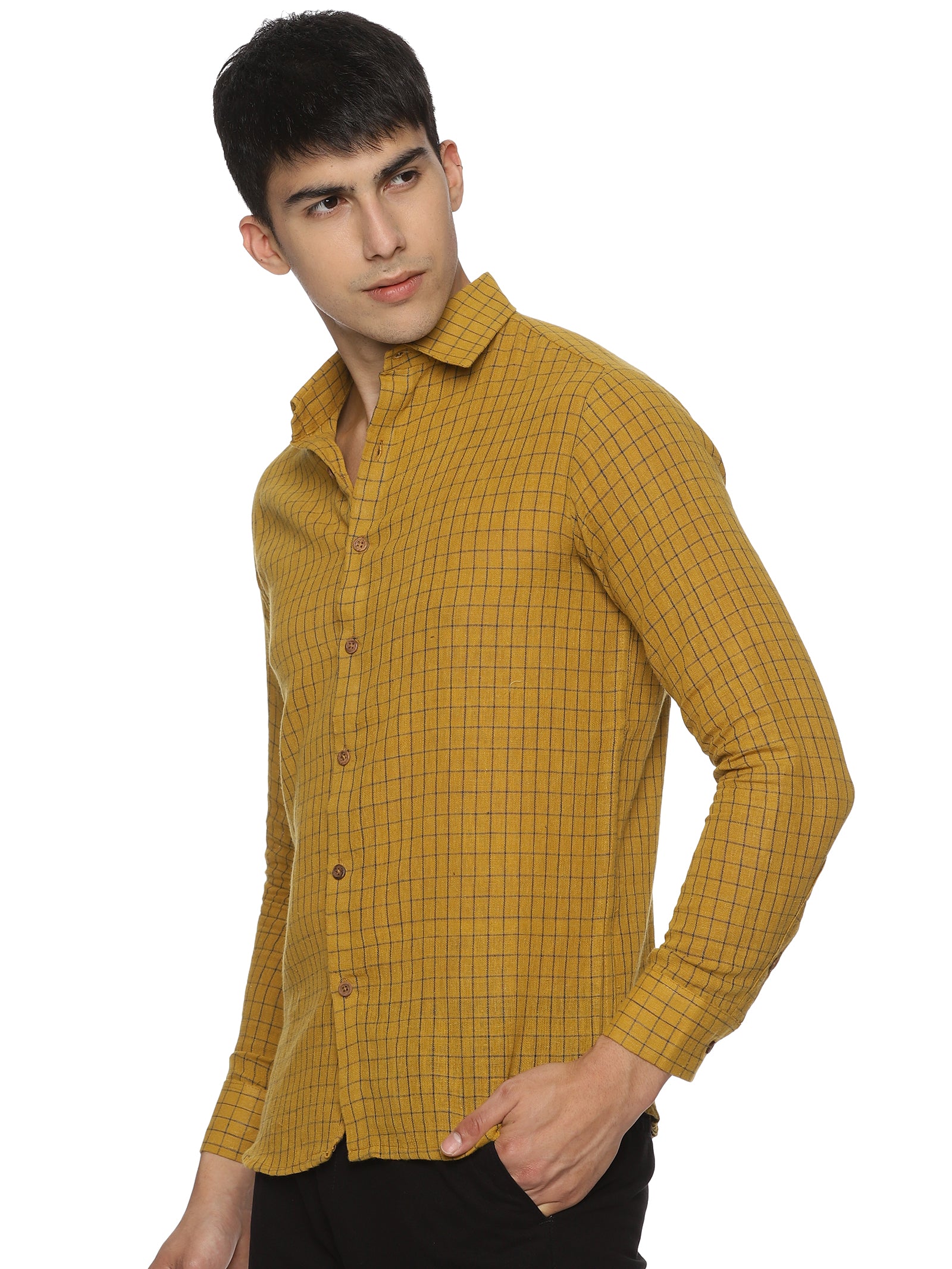 Organic Kala Cotton Shirts - Yellow Checks