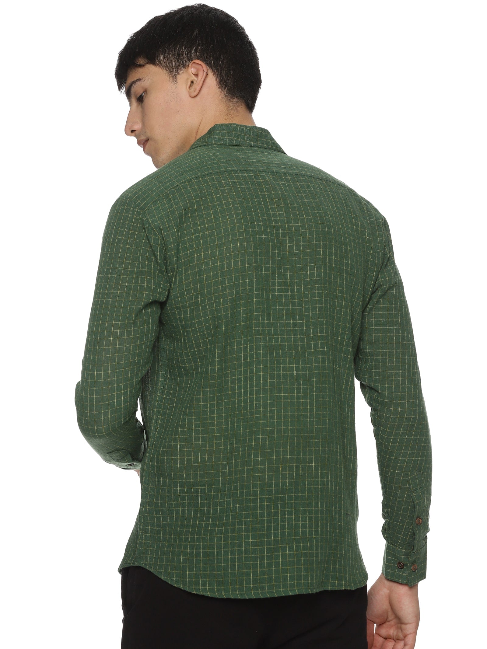 Organic Kala Cotton Shirts - Green Checks