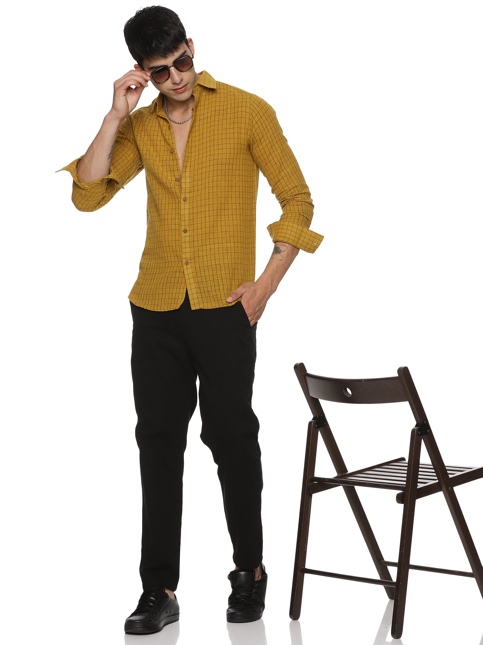 Organic Kala Cotton Shirts - Yellow Checks