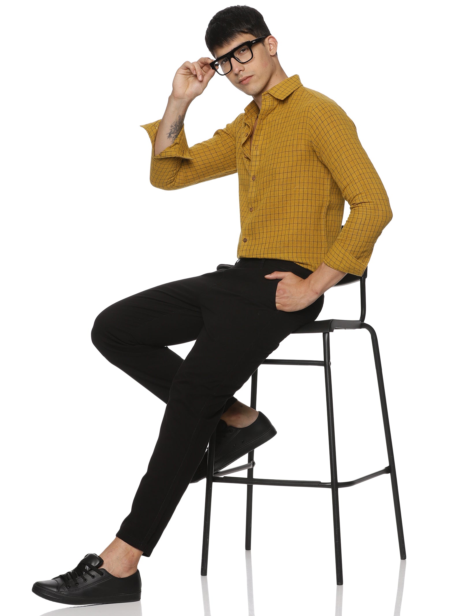 Organic Kala Cotton Shirts - Yellow Checks