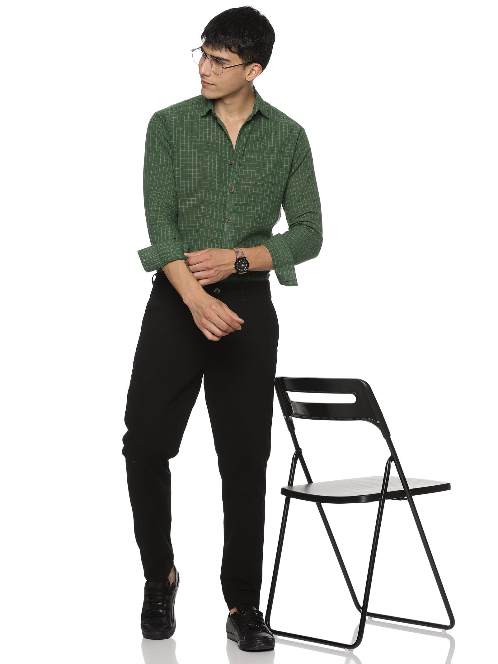 Organic Kala Cotton Shirts - Green Checks