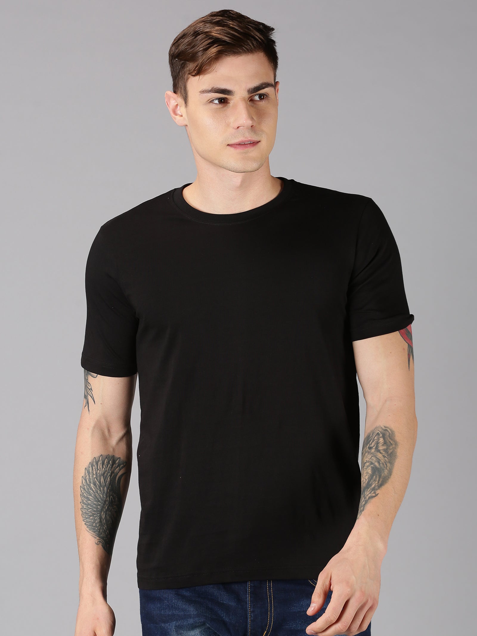 Organic Cotton Crew Neck TShirt - Midnight Black