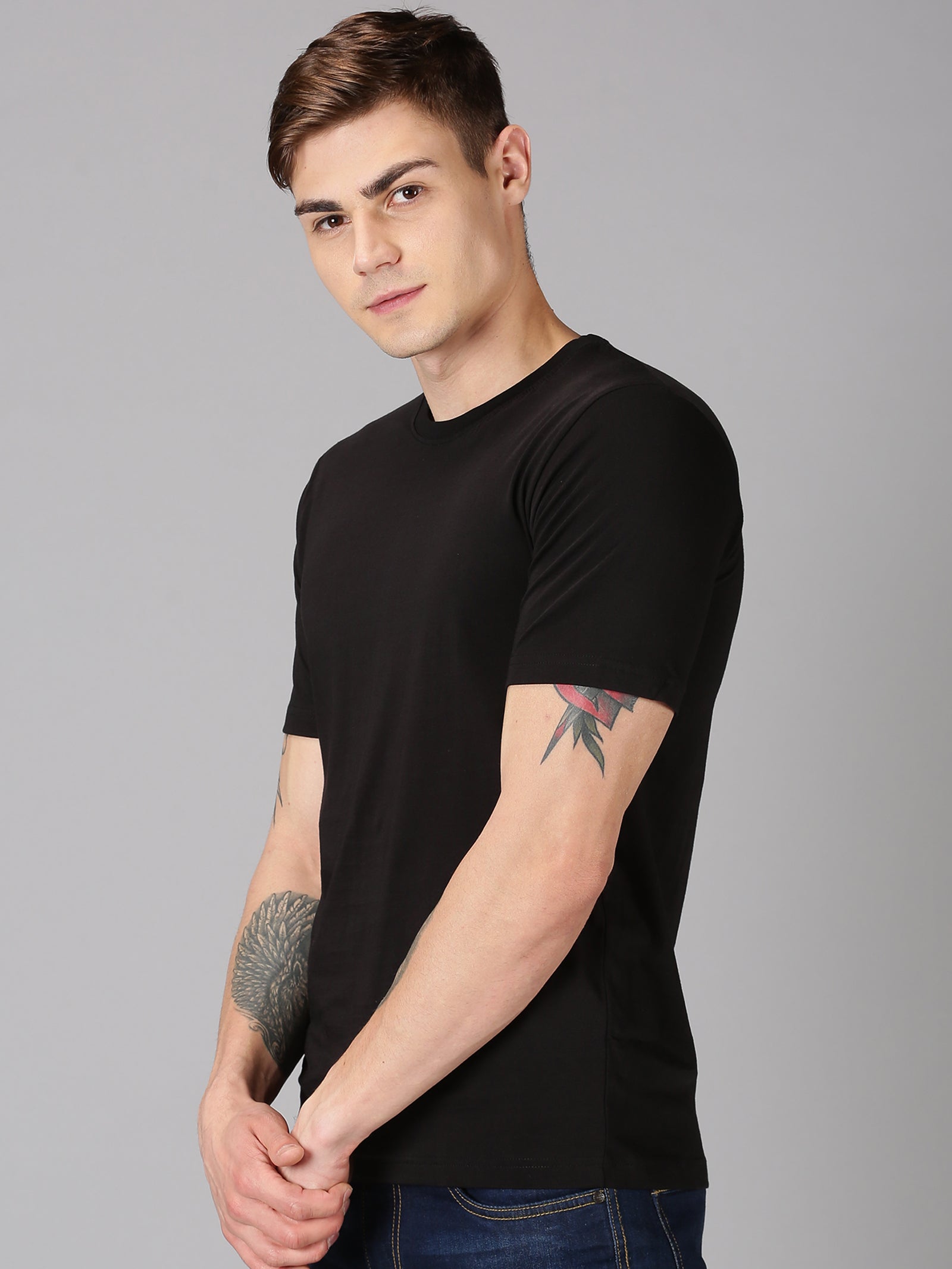 Organic Cotton Crew Neck TShirt - Midnight Black