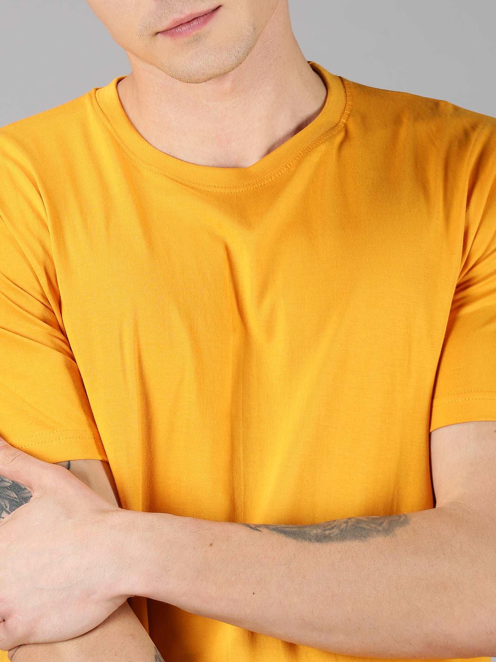 Organic Cotton Crew Neck TShirt - Mustard Yellow
