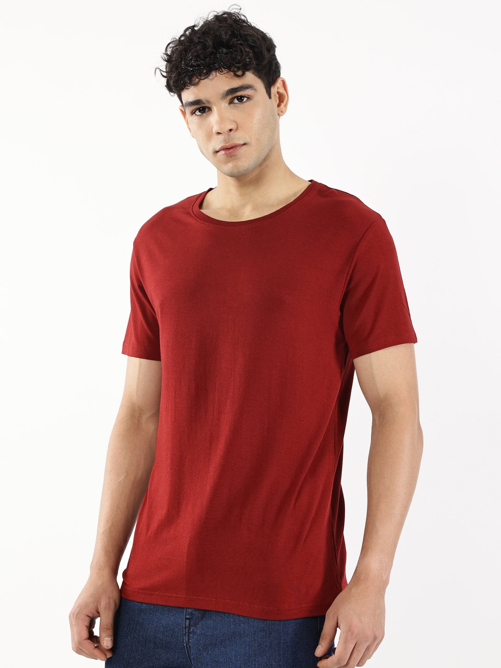 Bamboo Cotton Crew Neck - Maroon