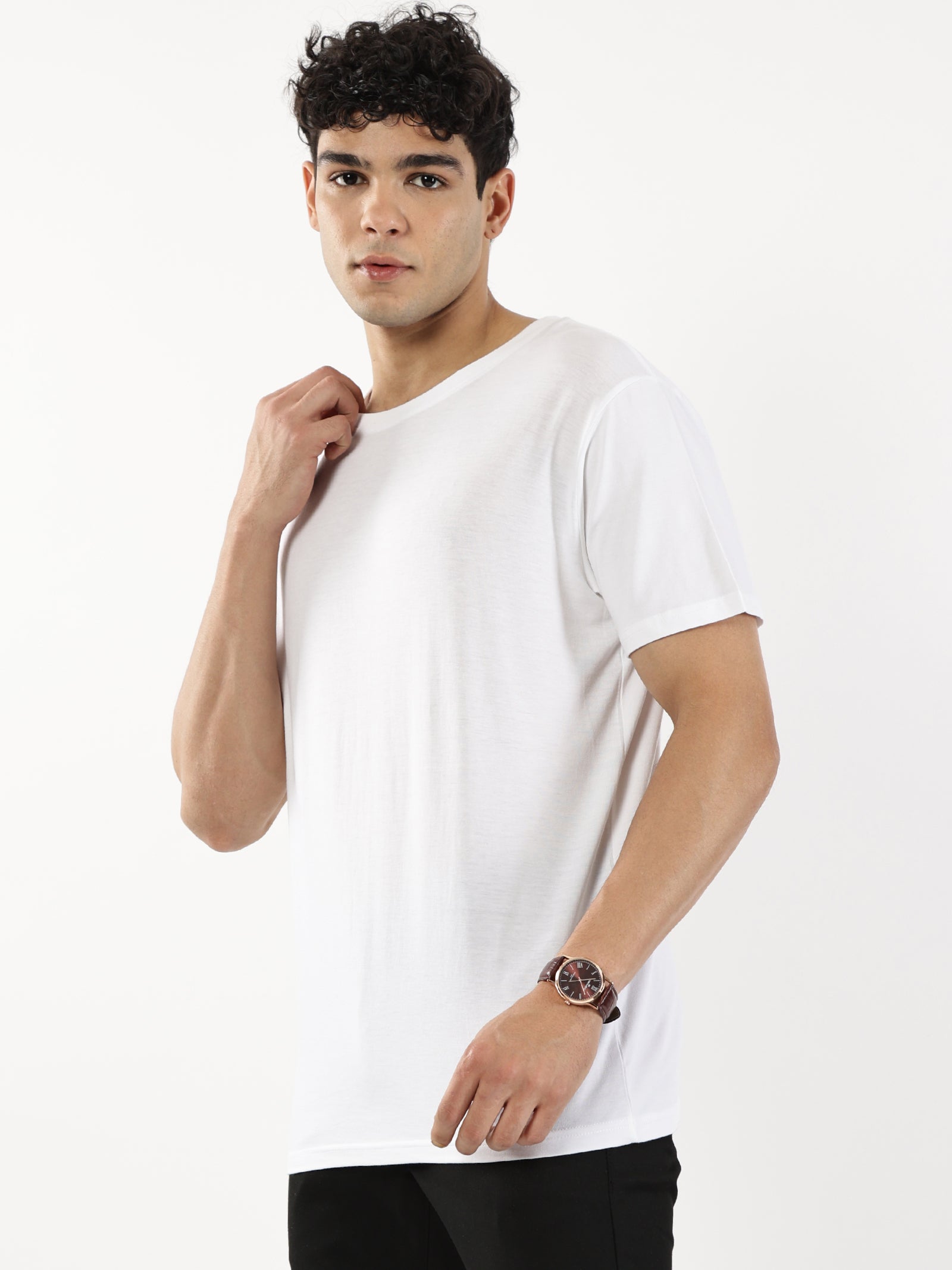 Bamboo Cotton Crew Neck - SnowWhite