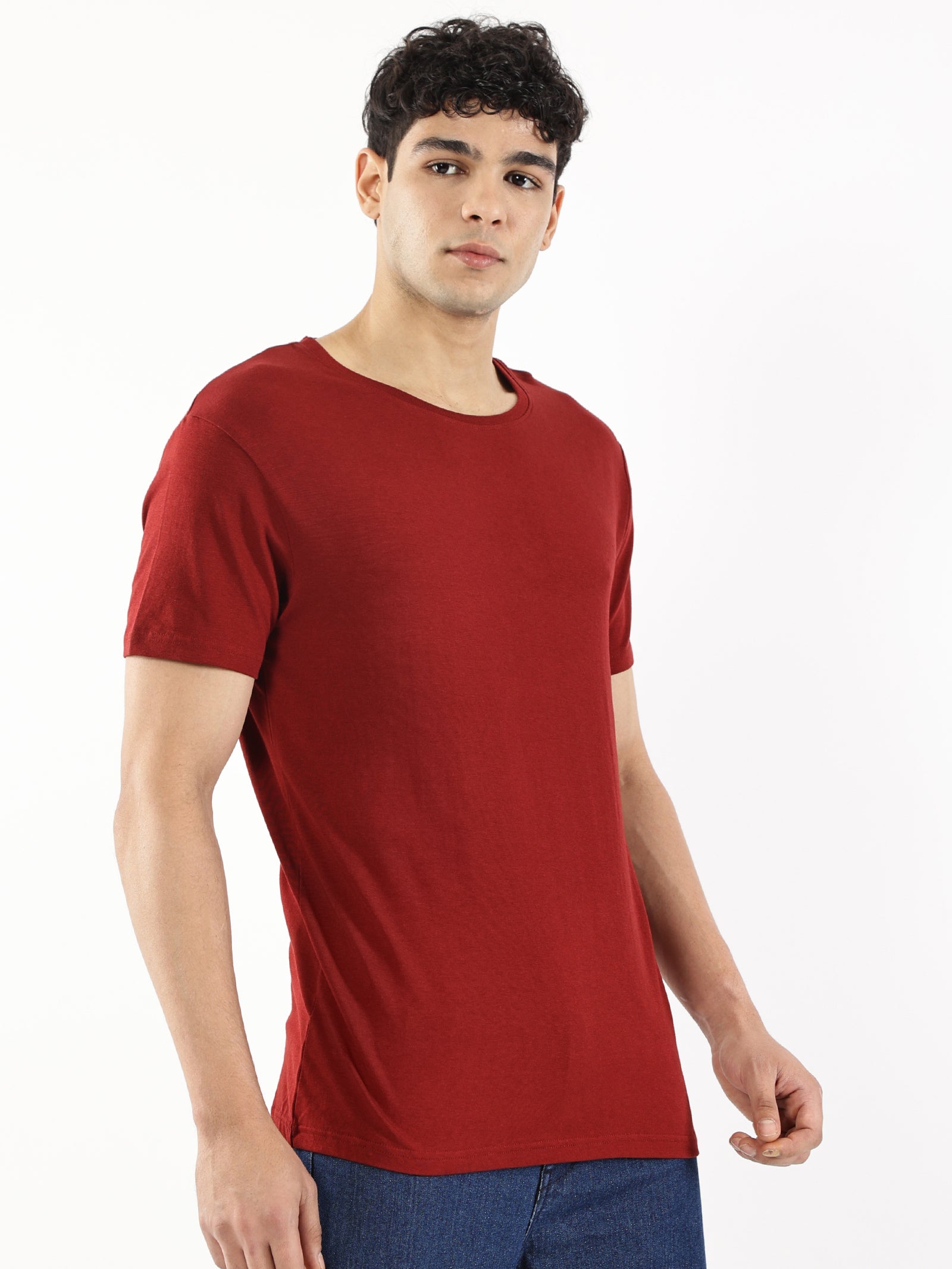 Bamboo Cotton Crew Neck - Maroon